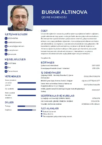 Çevre Mühendisi CV Örnekleri cv indir